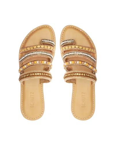 Shop Schutz Women's Jodie Flat Sandals In Beige
