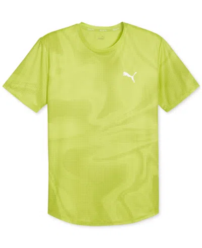 Shop Puma Men's Run Favorite Abstract-print Running T-shirt In Lime Pow