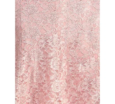 Shop City Studios Juniors' Square-neck Floral-lace Gown In Blush Rose
