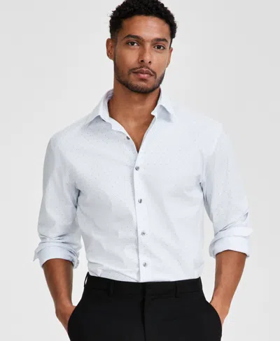 Alfani Men's Regular-fit Temperature Regulating Geo-print Dress Shirt, Created For Macy's In White