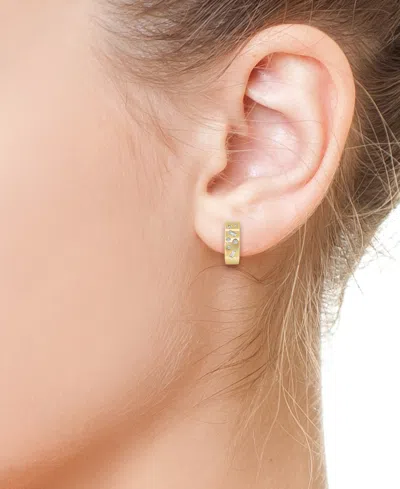 Effy Collection Effy Diamond Small C-hoop Earrings (1/4 Ct. T.w.) In 14k Gold, 0.5" In Yellow Gol