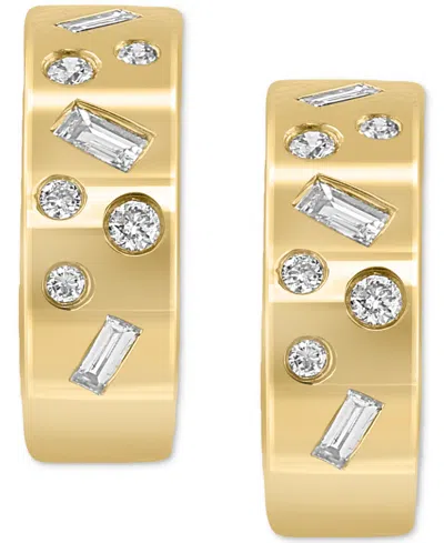 Effy Collection Effy Diamond Small C-hoop Earrings (1/4 Ct. T.w.) In 14k Gold, 0.5" In Yellow Gol