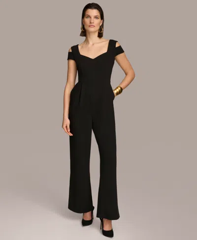 Shop Donna Karan Women's Cutout-sleeve Sweetheart Jumpsuit In Black