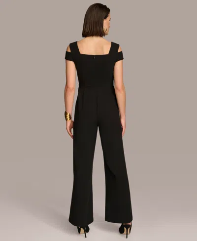 Shop Donna Karan Women's Cutout-sleeve Sweetheart Jumpsuit In Black