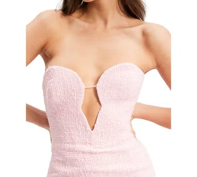 Shop Bardot Women's Eleni Strapless Boucle Mini Dress In Soft Pink