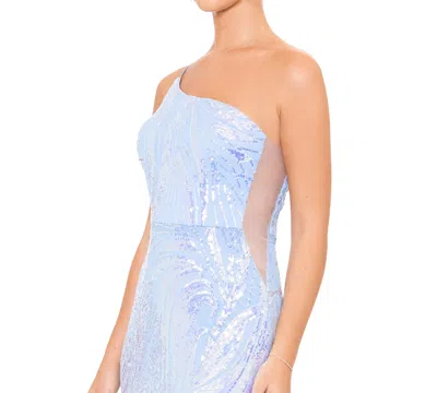 Shop Blondie Nites Juniors' One-shoulder Sequin High-slit Dress In Blue Multi