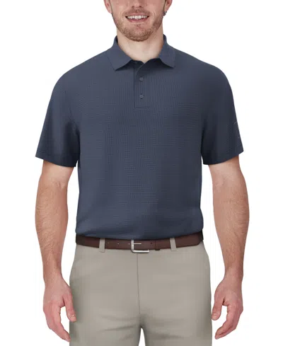 Shop Pga Tour Men's Short-sleeve Mini-check Performance Polo Shirt In Peacoat