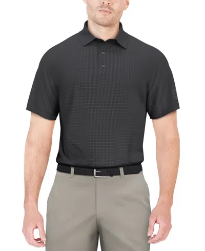 Shop Pga Tour Men's Short-sleeve Mini-check Performance Polo Shirt In Caviar