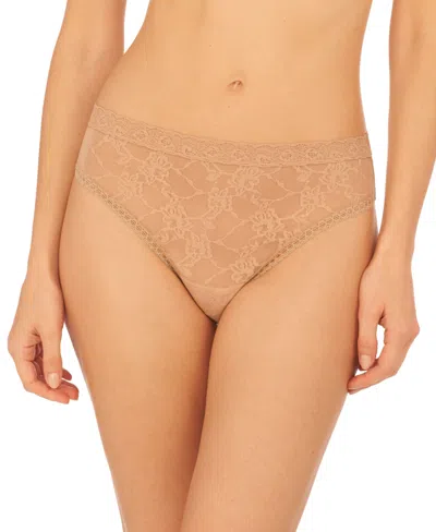 Shop Natori Women's Bliss Allure One Size Lace Thong Underwear 771303 In Cafe