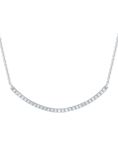 Marsala Diamond Curved Bar 16" Collar Necklace (1/4 Ct. T.w.) In Sterling Silver In Sterling Silver