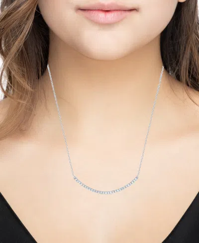 Marsala Diamond Curved Bar 16" Collar Necklace (1/4 Ct. T.w.) In Sterling Silver In Sterling Silver