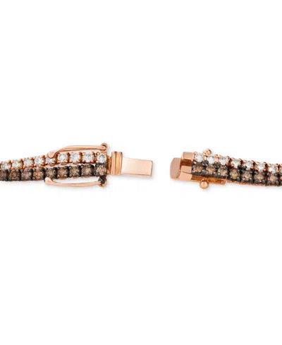 Le Vian Chocolate Diamond & Nude Diamond Double Row Tennis Bracelet (3-1/2 Ct. T.w.) In 14k Rose Gold In No Color