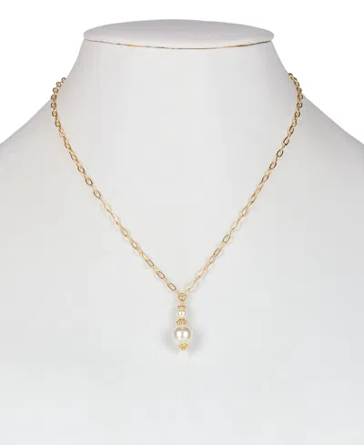 Shop Patricia Nash Gold-tone Imitation Pearl & Pave & Double Bead Lariat Necklace, 28" + 3" Extender In Matte Gold