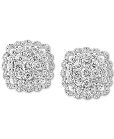 Shop Effy Collection Effy Diamond Cluster Stud Earrings (1-1/20 Ct. T.w.) In 14k White Gold