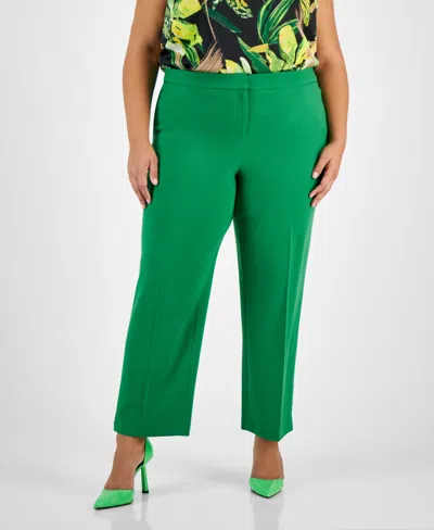 Shop Bar Iii Plus Size Textured Crepe Pants, Created For Macy's In Green Chili
