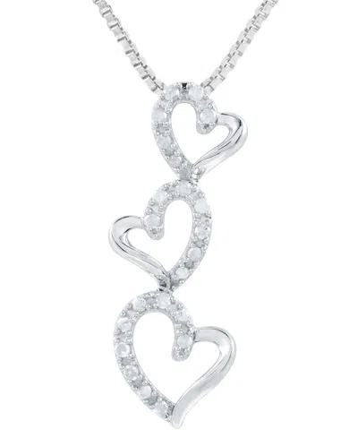 Shop Marsala Diamond Triple Heart 18" Pendant Necklace (1/4 Ct. T.w.) In Sterling Silver