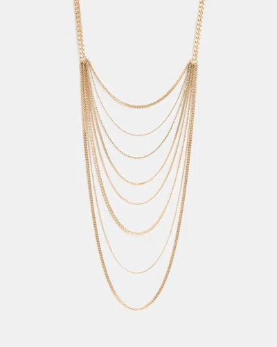 Shop Allsaints Trudy Layered Chain Necklace In Warm Brass/grey