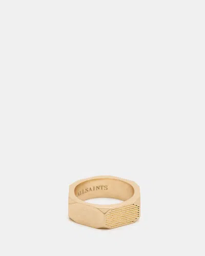 Shop Allsaints Alex Textured Hexagon Ring, In Warm Silver