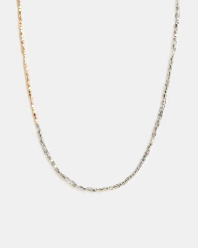 Shop Allsaints Bora Beaded Necklace In Warm Brass/grey