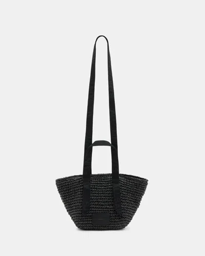 Shop Allsaints Celayne Mini Straw Tote Bag, In Black