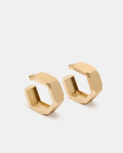 Shop Allsaints Alex Chunky Hexagon Hoop Earrings In Warm Brass