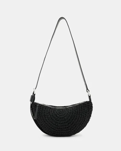 Shop Allsaints Half Moon Crochet Crossbody Bag, In Black