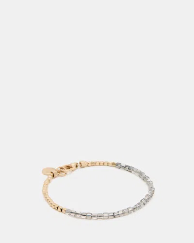 Shop Allsaints Bora Beaded Bracelet In Warm Brass/grey