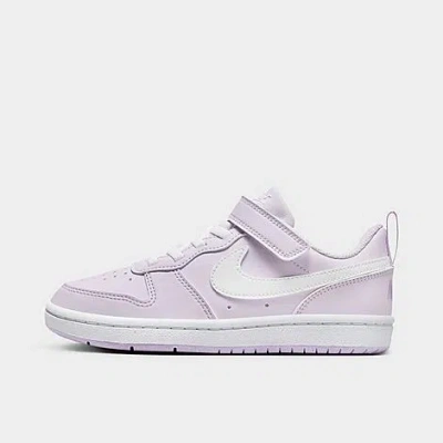 Shop Nike Little Kids' Court Borough Low Recraft Stretch Lace Casual Shoes In Barely Grape/white/lilac Bloom