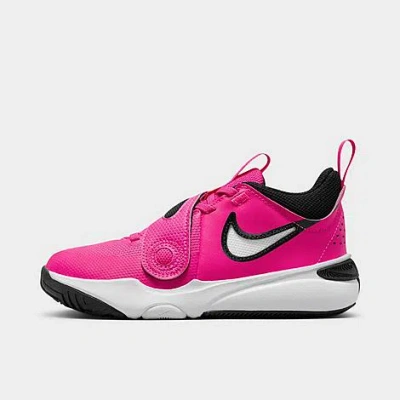 Shop Nike Little Kids' Team Hustle D 11 Stretch Lace Basketball Shoes In Pink