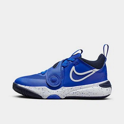 Shop Nike Little Kids' Team Hustle D 11 Stretch Lace Basketball Shoes In Blue