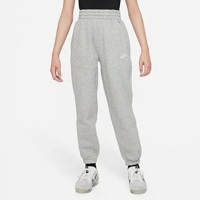 Shop Nike Kids' Sportswear Club Fleece Loose Jogger Pants In Dark Grey Heather/base Grey/white