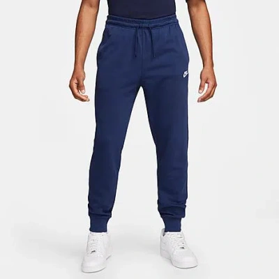 Shop Nike Men's Club Knit Jogger Pants In Midnight Navy/white