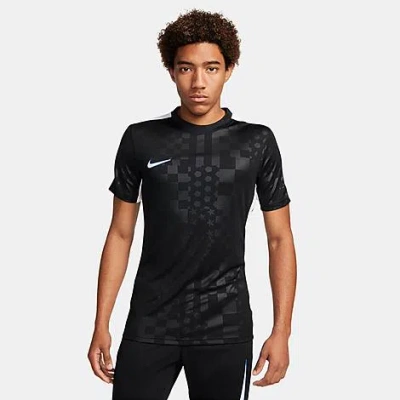Shop Nike Mens' Academy Dri-fit Soccer Short-sleeve Top In Black/white/white