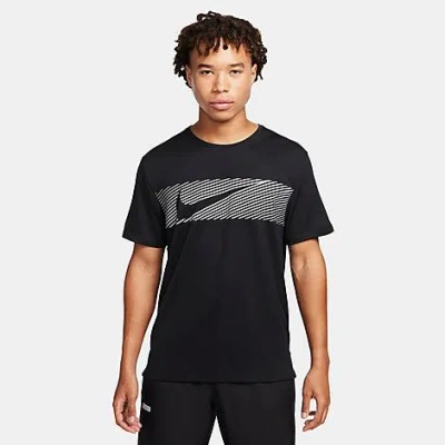 Shop Nike Men's Miler Flash Dri-fit Uv Running T-shirt In Black/reflective Silver