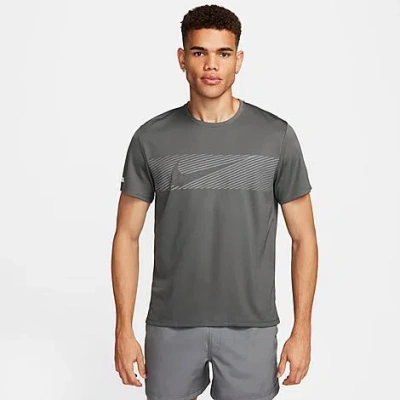Shop Nike Men's Miler Flash Dri-fit Uv Running T-shirt In Iron Grey/reflective Silver