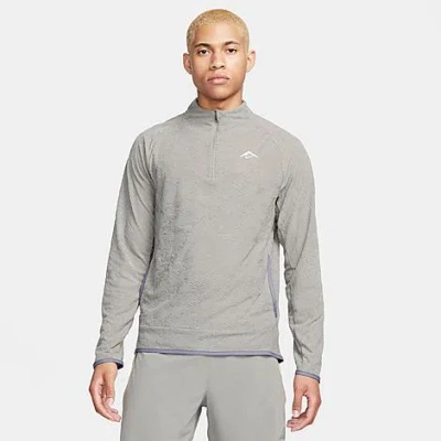 Shop Nike Men's Trail Dri-fit Half-zip Running Top In Dark Stucco/dark Stucco/summit White