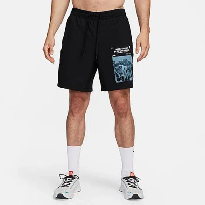 Shop Nike Men's Form Dri-fit Unlined 7" Versatile Shorts In Black/white/aquarius Blue