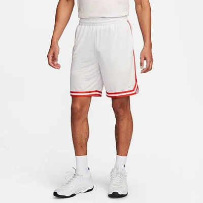 Shop Nike Men's Dna Dri-fit 8" Basketball Shorts In Summit White/picante Red/metallic Silver