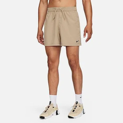 Shop Nike Men's Form Dri-fit Unlined 5" Versatile Shorts In Khaki/black