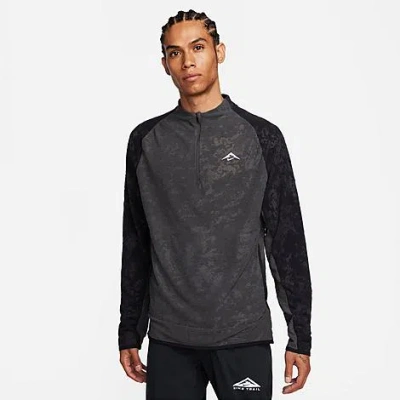 Shop Nike Men's Trail Dri-fit Half-zip Running Top In Anthracite/black/white