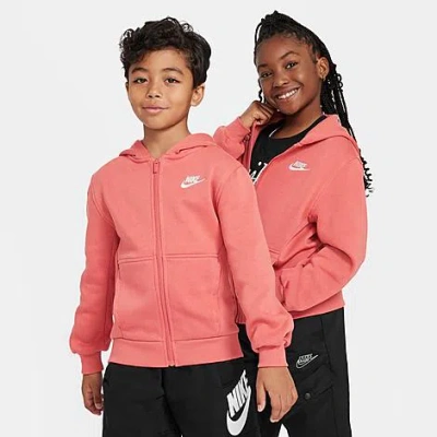 Shop Nike Kids' Sportswear Club Fleece Full-zip Hoodie In Adobe/white