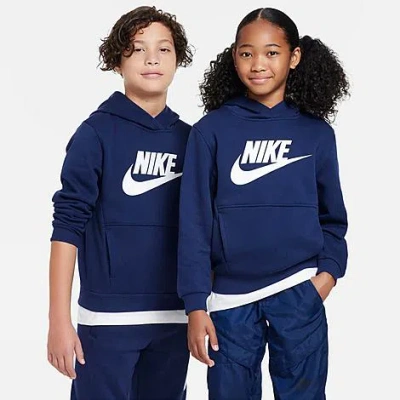 Shop Nike Big Kids' Sportswear Club Fleece Pullover Hoodie In Blue