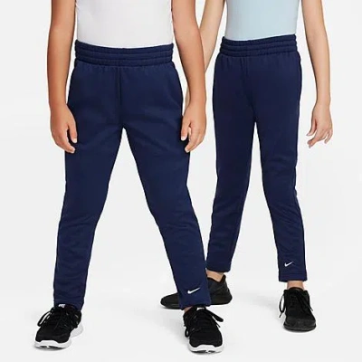 Shop Nike Kids' Multi Therma-fit Open-hem Training Pants In Midnight Navy/white