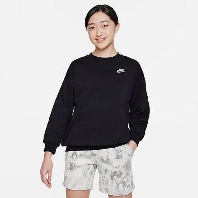 Shop Nike Girls' Sportswear Club Fleece Oversized Sweatshirt In Black/white