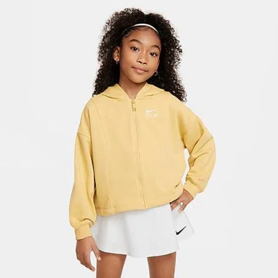 Shop Nike Girls' Air French Terry Full-zip Hoodie In Saturn Gold/pale Ivory