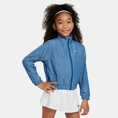 Shop Nike Girls' Sportswear Windrunner Loose Jacket In Light Armory Blue/court Blue