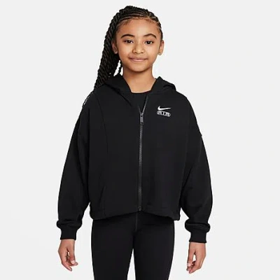 Shop Nike Girls' Air French Terry Full-zip Hoodie In Black/white