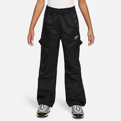 Shop Nike Girls' Sportswear Cargo Pants In Black/white