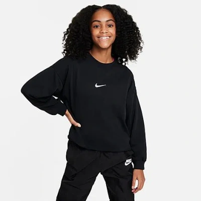 Shop Nike Girls' Sportswear Dri-fit Crewneck Sweatshirt In Black
