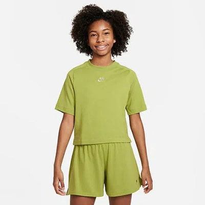 Shop Nike Girls' Sportswear T-shirt In Pear/olive Aura
